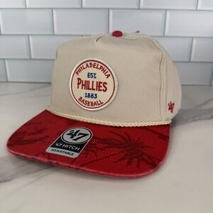 Philadelphia Phillies Hat Cap Snap Back Mens One Size Tan Red MLB Baseball Rope